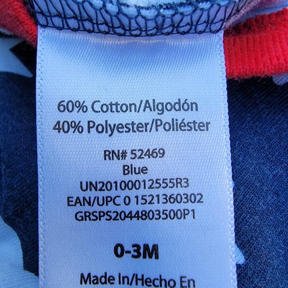 Patriotic Cotton American Flag Snap Pocket Shorty Romper Size 0-3m - Picture 4 of 4